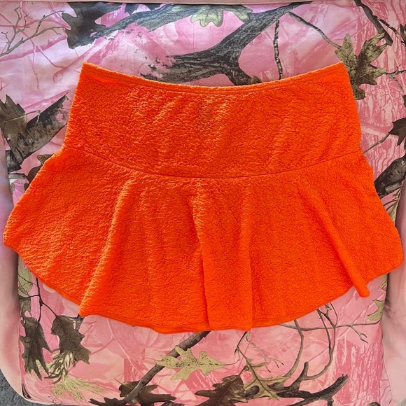 y2k neon orange mini skater skirt - Picture 6 of 8